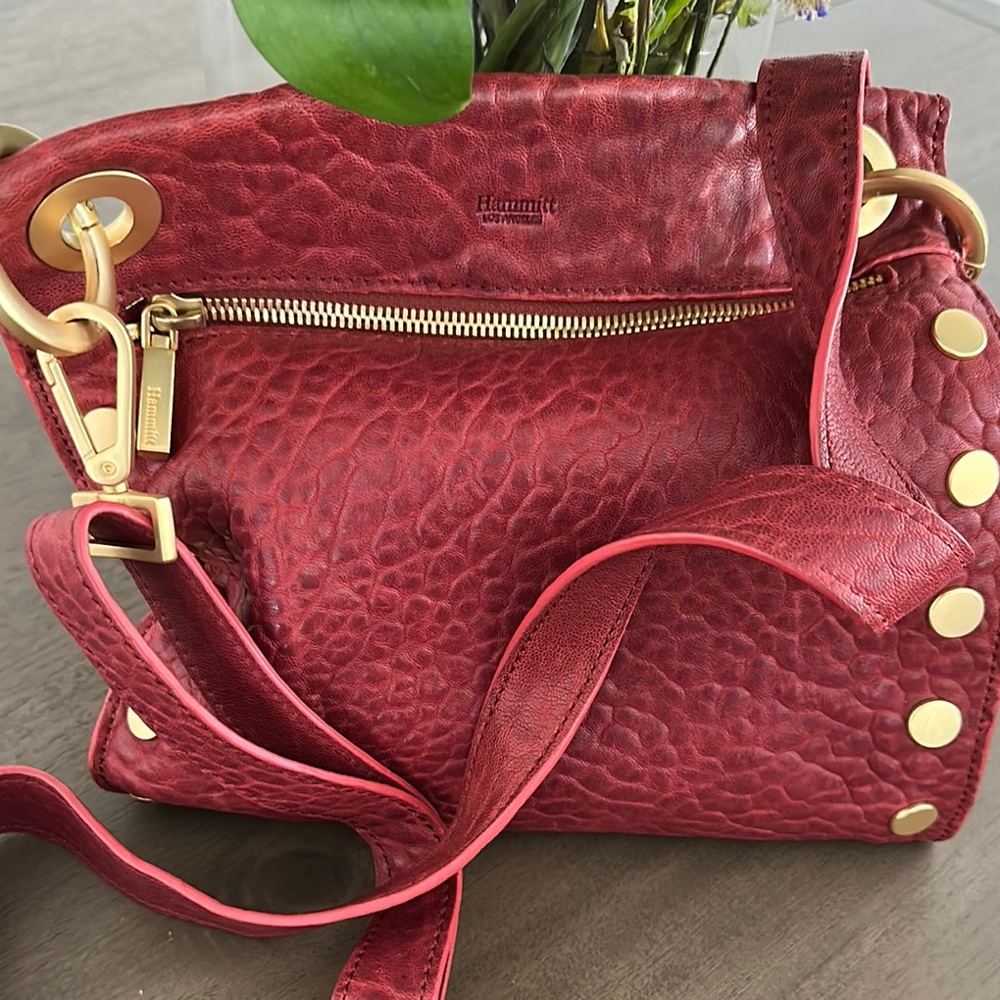 Hammitt Red and Gold Crossbody Bag with Textured Leather